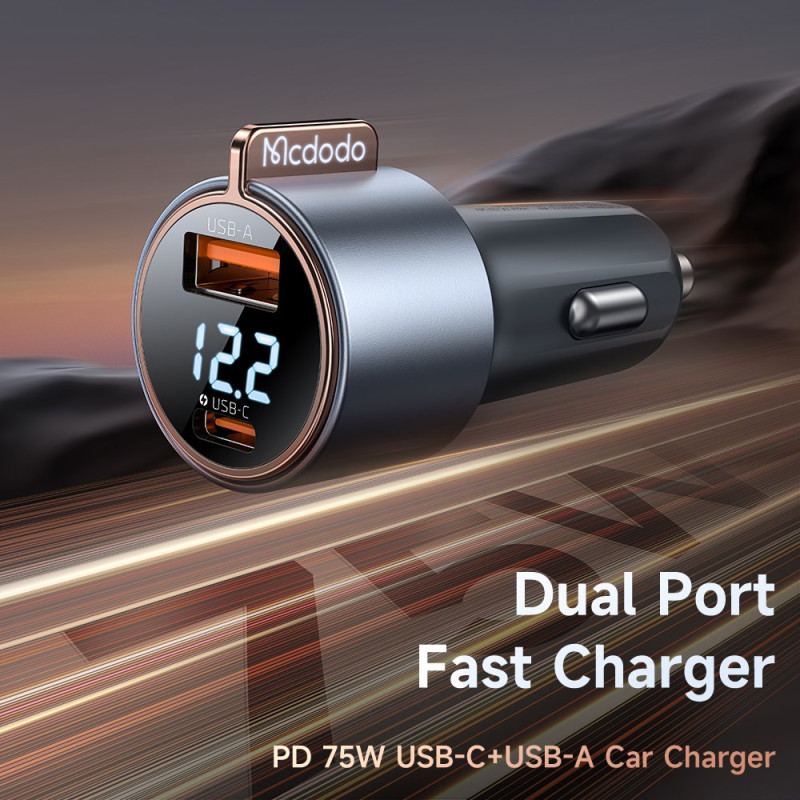 Chargeur de voiture avec ports USB-C et USB-A