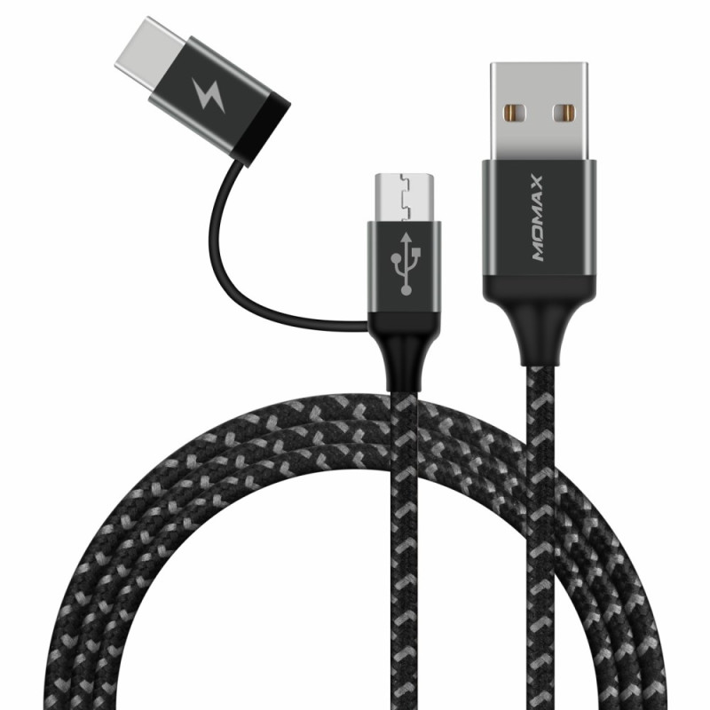 Câble 2-en-1 Micro USB + Type-C Sync 1m MOMAX