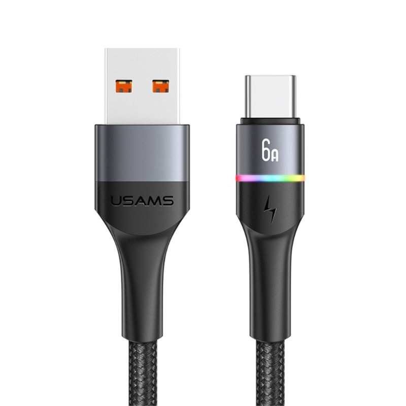 Câble de Charge Rapide avec Transmission de Données USB vers Type-C LED Lumineux 1.2m USAMS