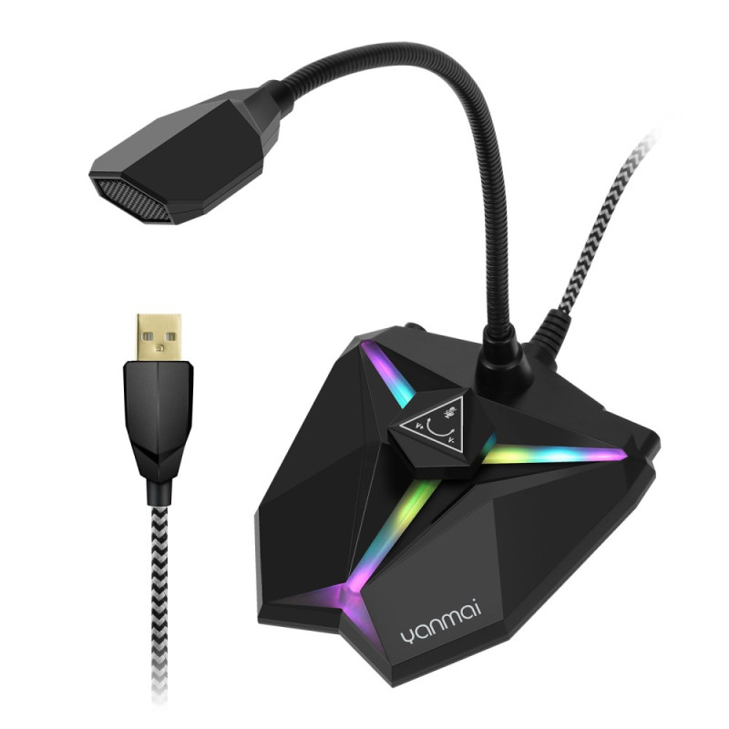 Rgb Microphone de lumière coloré avec USB pour ordinateur portable