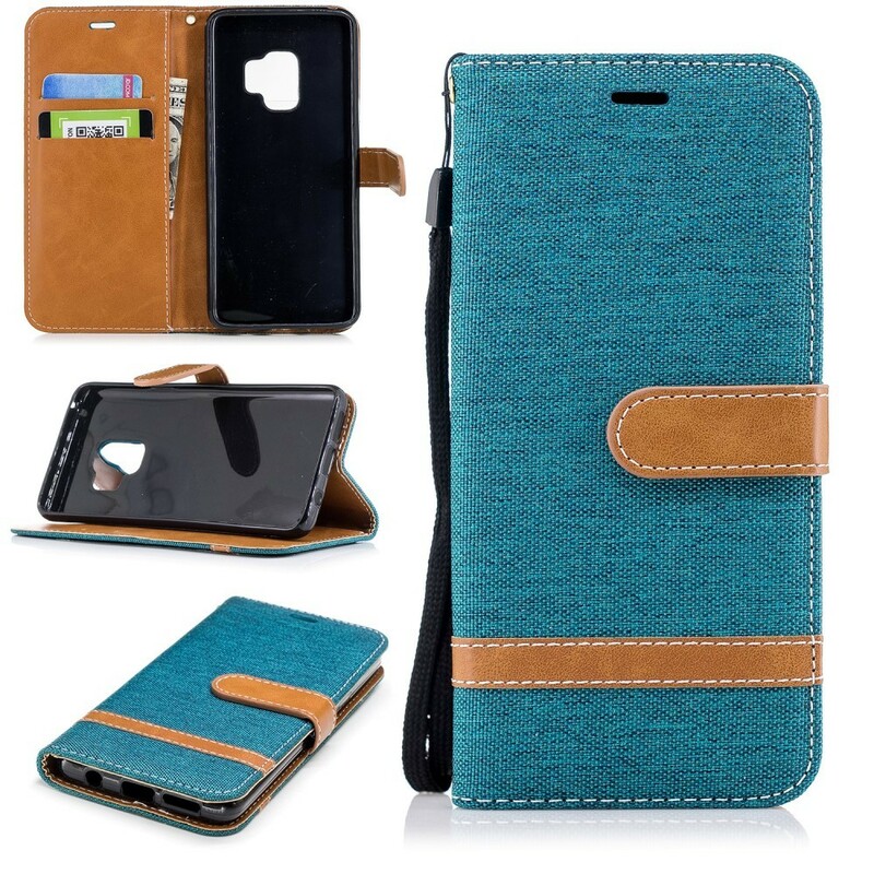 Housse Samsung Galaxy S9 Tissu et Effet Cuir à Lanière Housse Samsung Galaxy S9 Tissu et Effet Cuir à Lanière