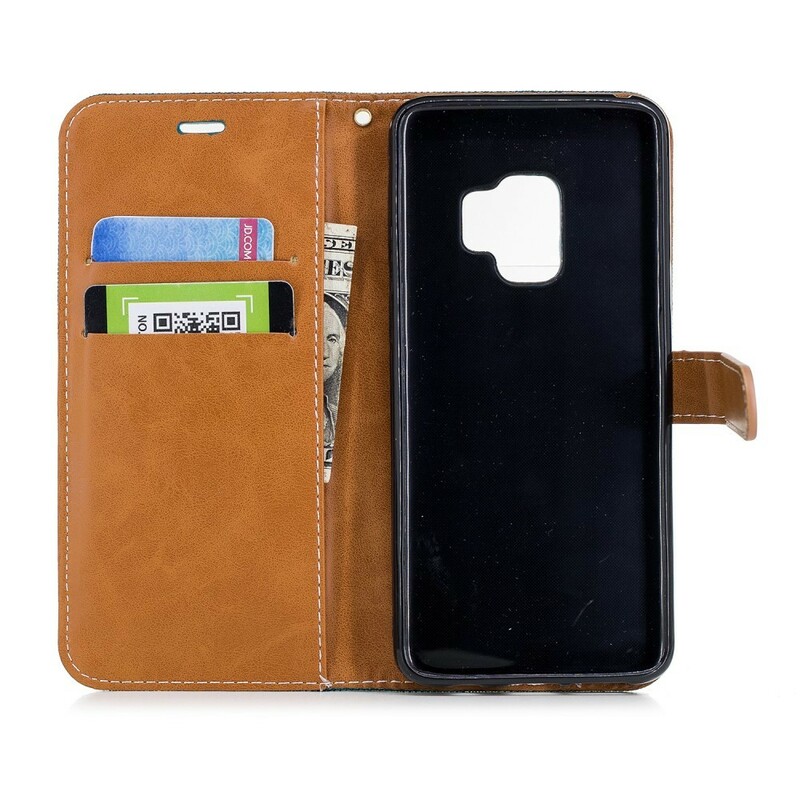 Housse Samsung Galaxy S9 Tissu et Effet Cuir à Lanière Housse Samsung Galaxy S9 Tissu et Effet Cuir à Lanière