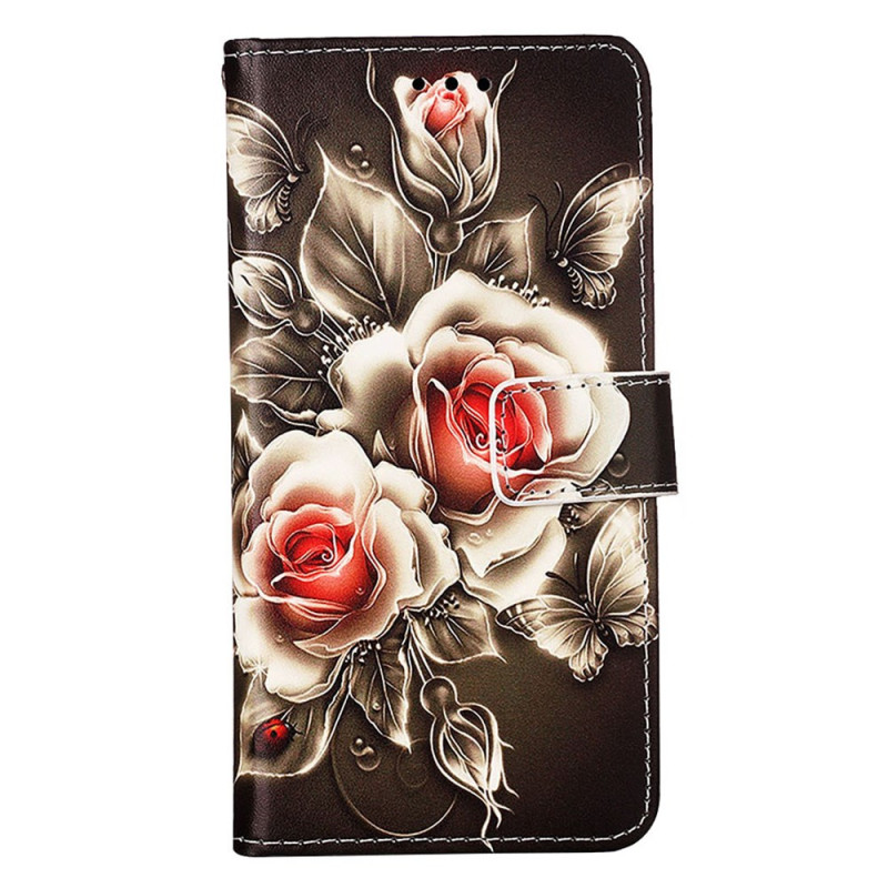 Housse Samsung Galaxy A25 5G / A24 4G Roses Baroques à Lanière