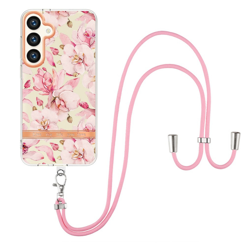 Coque à Cordon Samsung Galaxy S24 Plus 5G Motif Floral