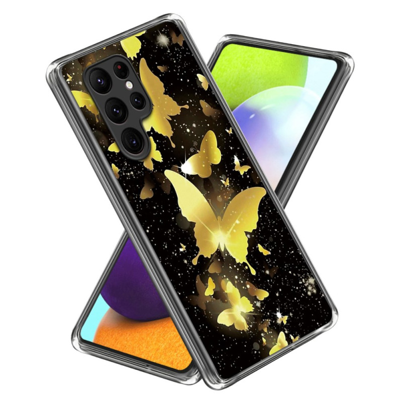 Coque Samsung Galaxy S24 Ultra 5G Papillons Dorés