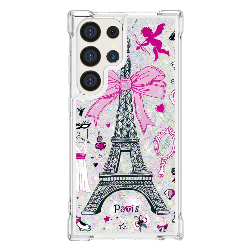 Coque Samsung Galaxy S24 Ultra 5G Paillettes Tour Eiffel