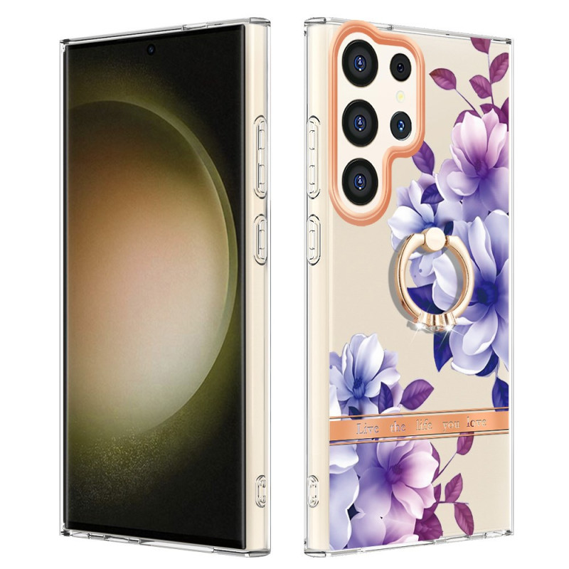 Coque Samsung Galaxy S24 Ultra 5G avec Anneau-Support Florale