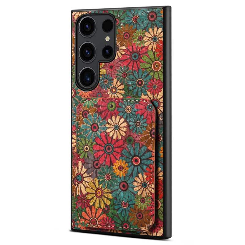 Coque Samsung Galaxy S24 Ultra 5G avec Porte-Cartes Florale