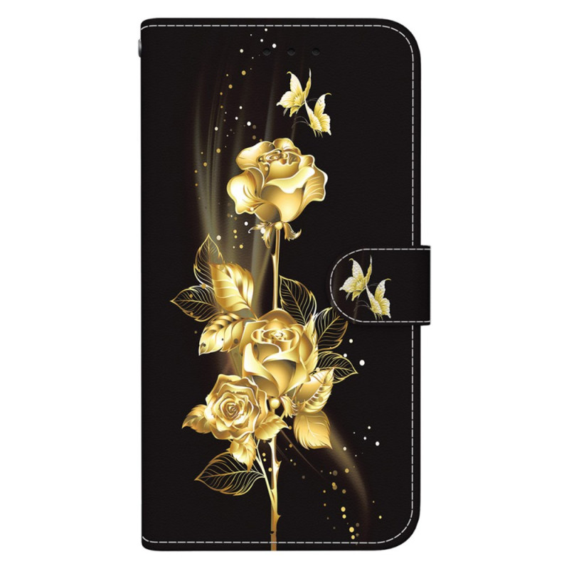 Housse Samsung Galaxy A05s Papillons et Roses Dorés à Lannière