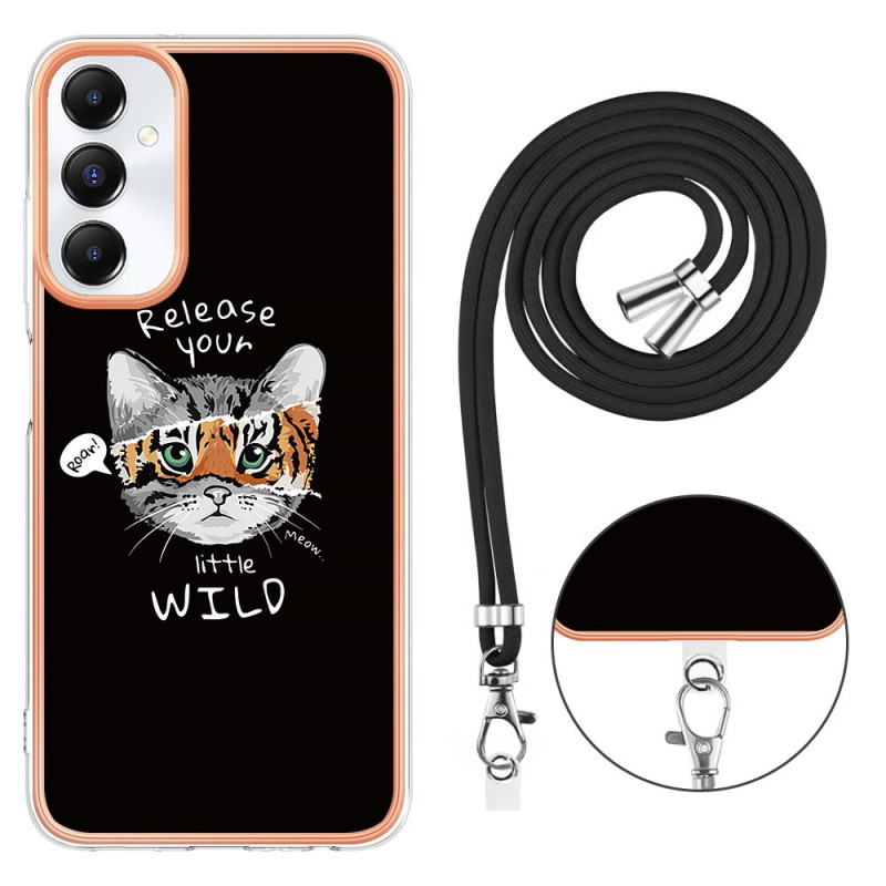 Coque à Cordon Samsung Galaxy A05s Chat et Tigre