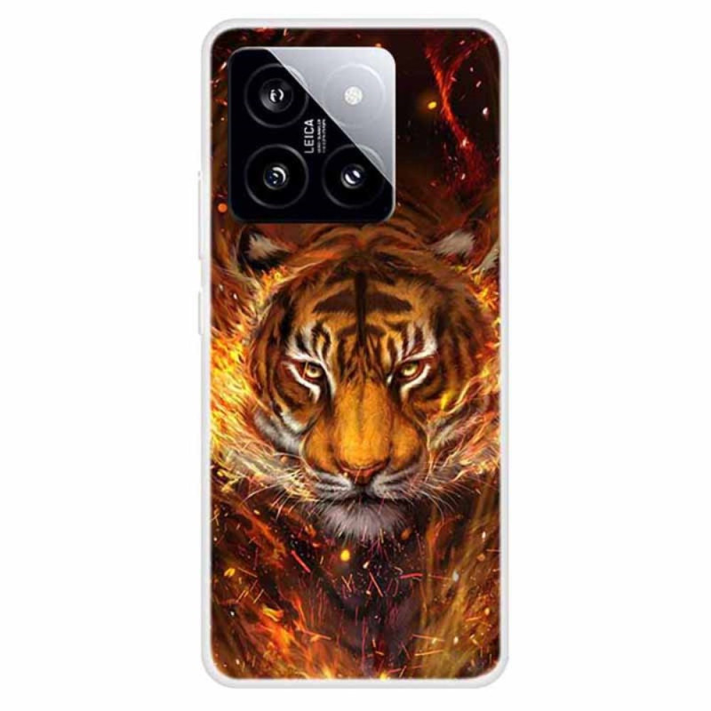 Coque Xiaomi 14 Tigre en flammes