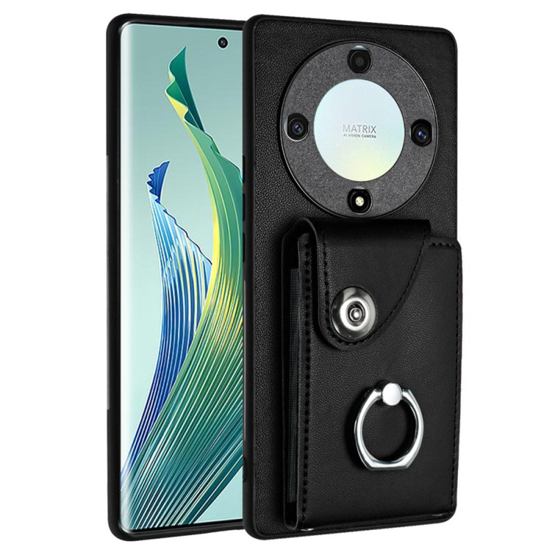 Coque Honor Magic 5 Lite Simili Cuir Porte-Cartes et Anneau-Support