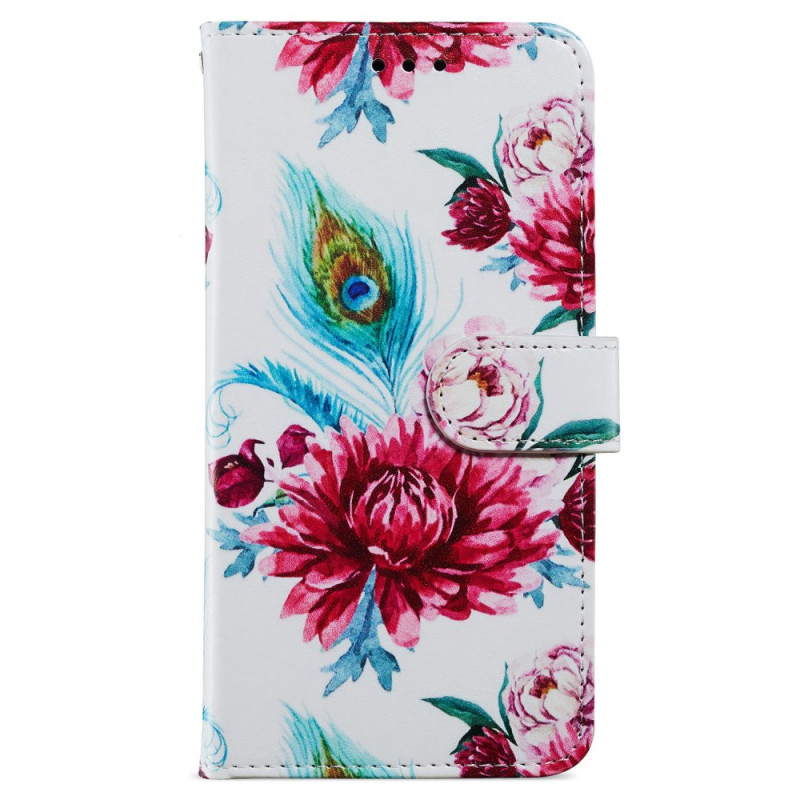 Housse Xiaomi 13T / 13T Pro Fleurs de Paon à Lanière