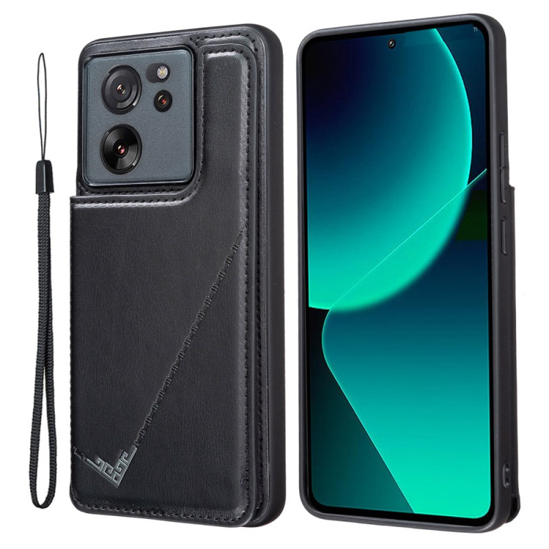 Coque Xiaomi 13T / 13T Pro Effet Cuir Rétro avec Porte-Cartes à Lanière