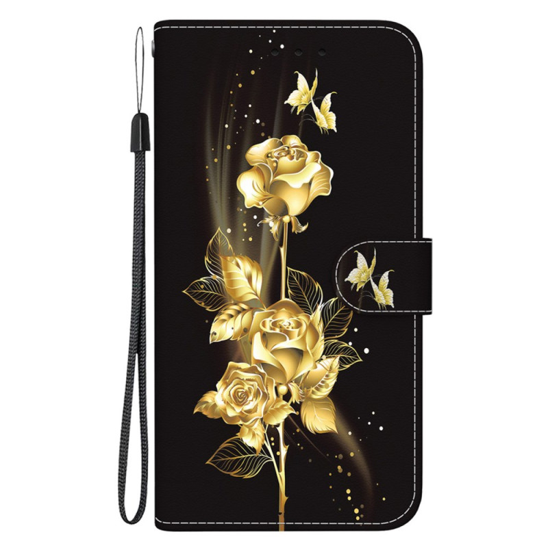 Housse Xiaomi Redmi Note 12S Papillons Dorés er Roses