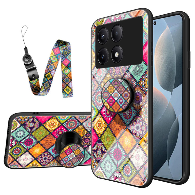 Coque Poco X6 Pro 5G Support et Lanière Patchwork