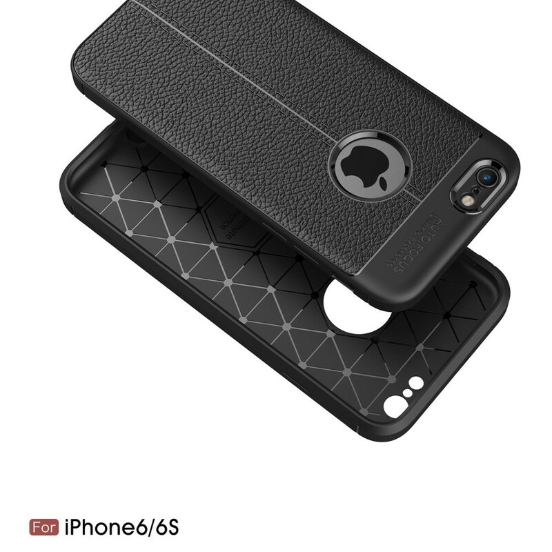 Coque iPhone 6/6S Effet Cuir Litchi Double Line