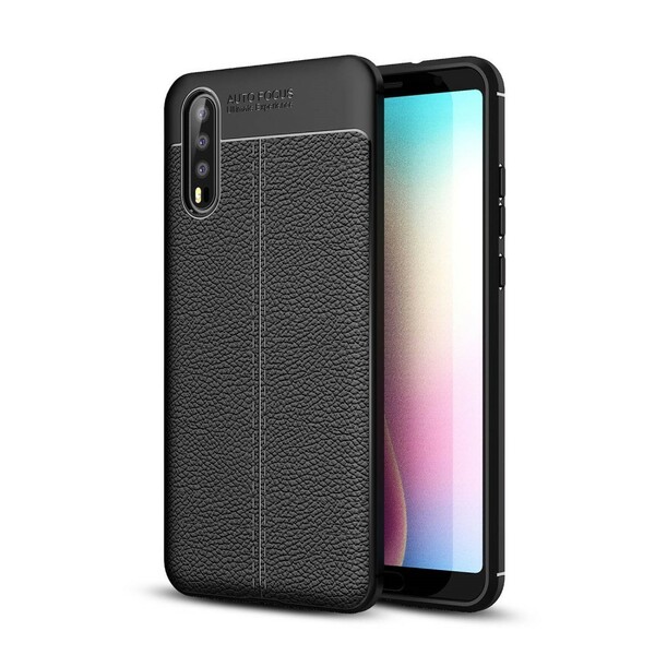 Coque Huawei P20 Effet Cuir Litchi Double line