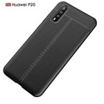 Coque Huawei P20 Effet Cuir Litchi Double line