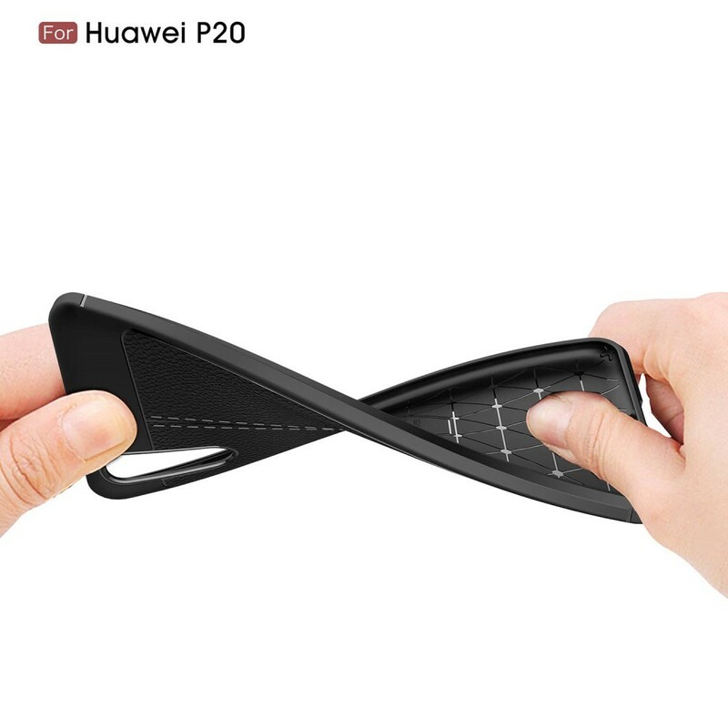Coque Huawei P20 Effet Cuir Litchi Double line