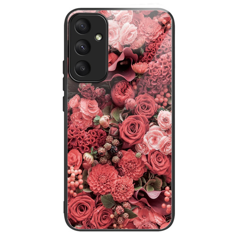 Coque Samsung Galaxy A55 5G Verre Trempé Fleurs Rouges et Roses