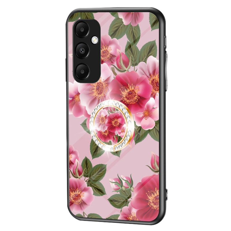 Coque Samsung Galaxy A55 5G Verre Trempé avec Support Motif Floral