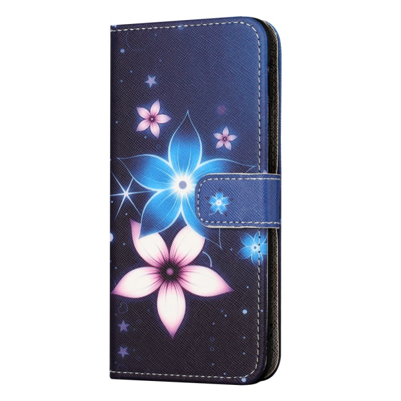 Housse Galaxy A35 5G Fleurs Lunaires à Lanière