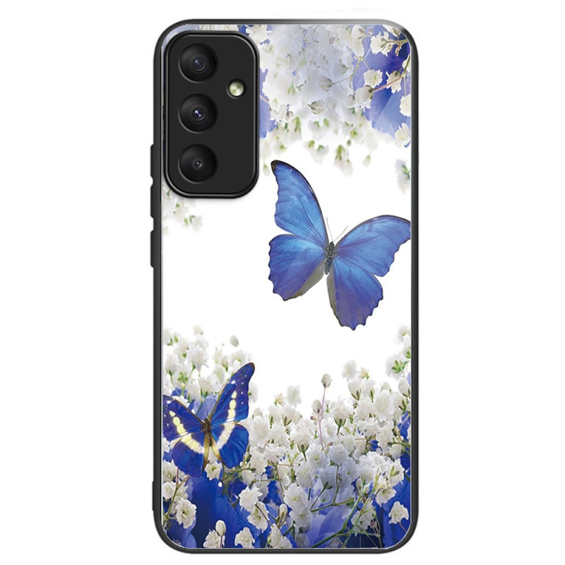 Coque Samsung Galaxy A35 5G Verre Trempés Papillons Bleus
