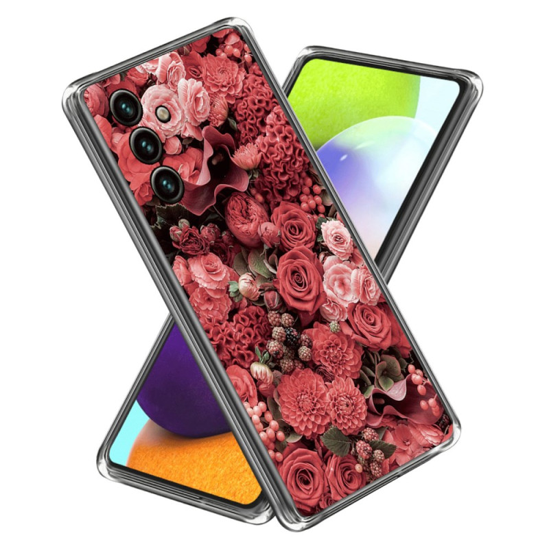 Coque Samsung Galaxy A15 Fleurs Roses et Rouge