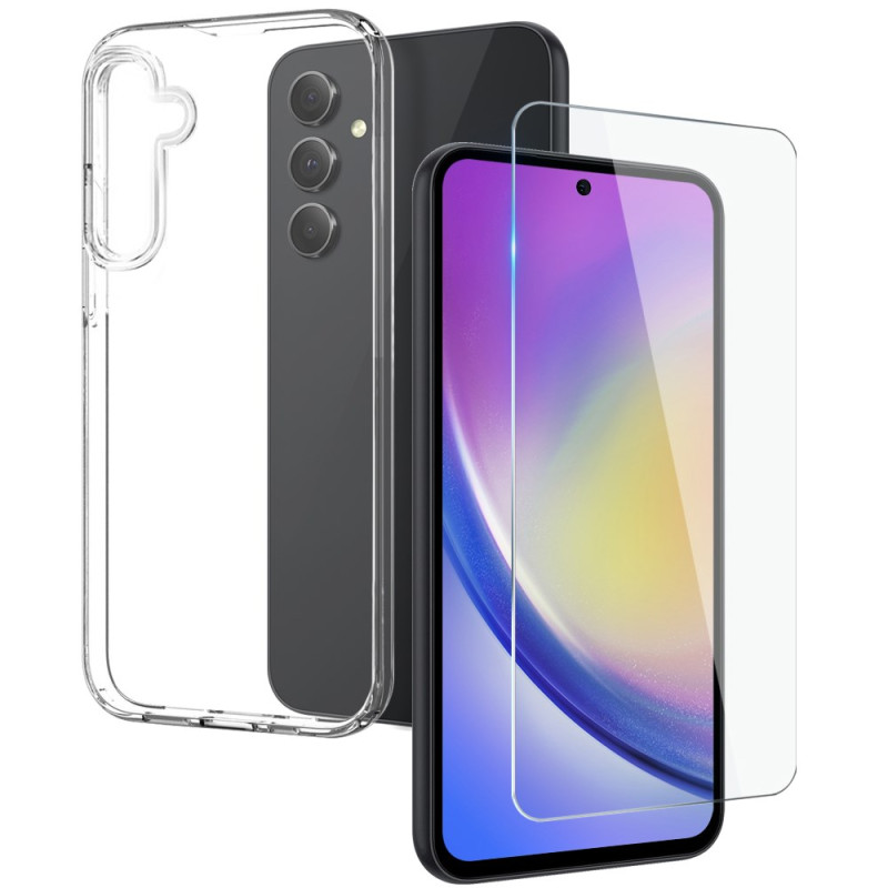 Coque Samsung Galaxy A35 5G Transparente avec Protection Écran en Verre Trempé NORTHJO