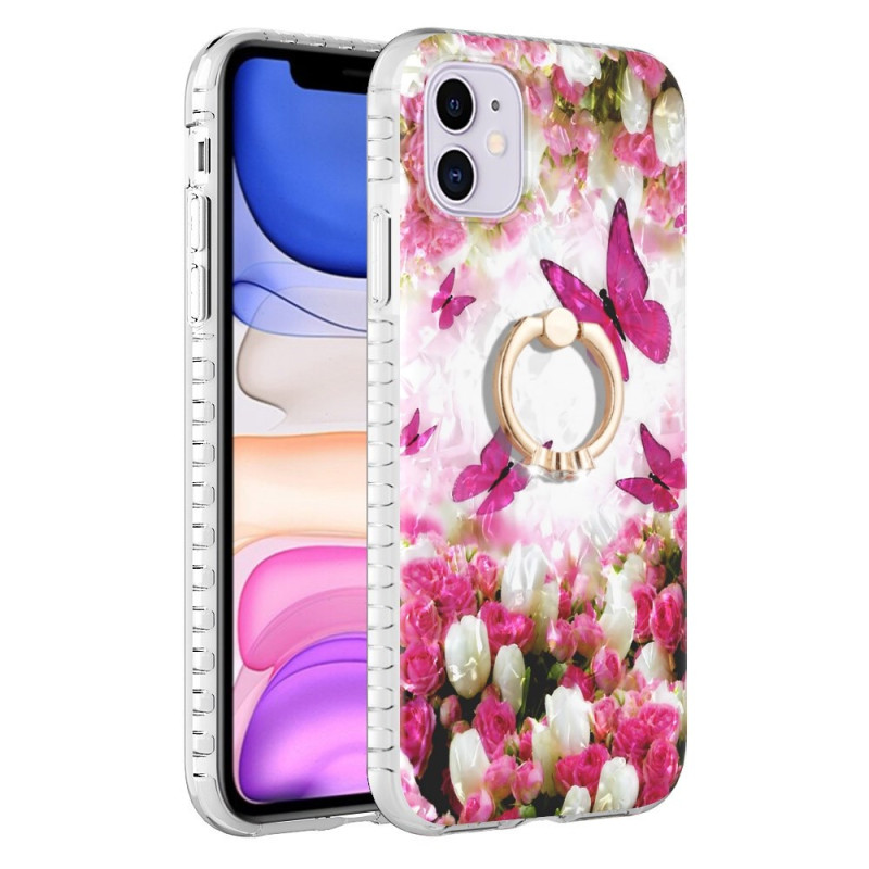 Coque iPhone 11 Anneau-Support Dancing Butterfly