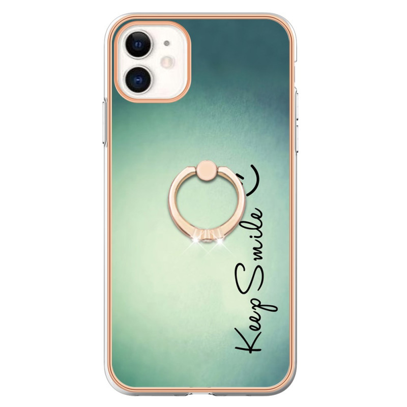 Coque iPhone 11 Anneau et Support Keep Smile