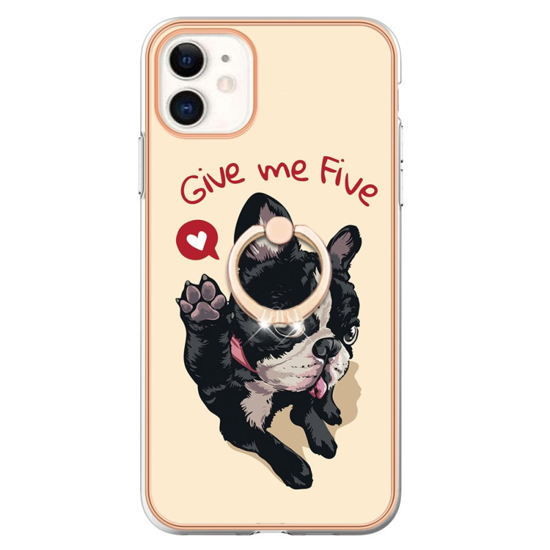 Coque iPhone 11 Anneau-Support Chien Give Me Five