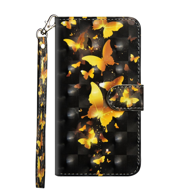 Housse iPhone 11 Papillons Dorés à Lanière