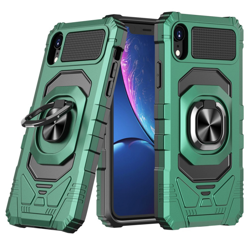Coque iPhone XR Effet Métal avec Anneau-Support