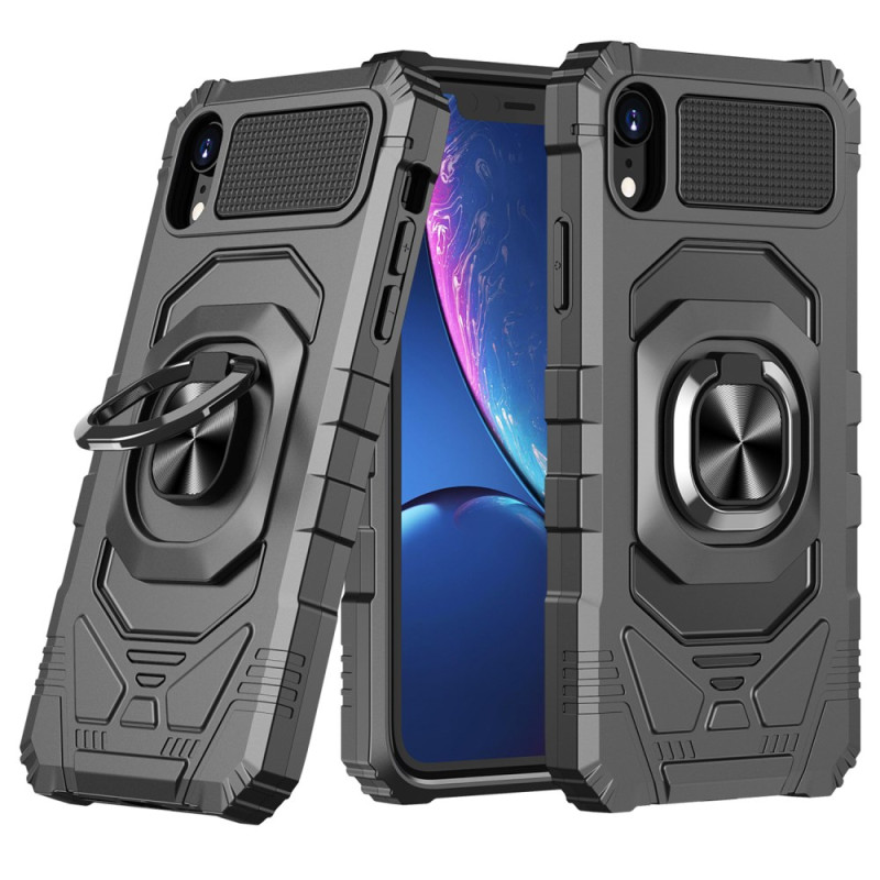 Coque iPhone XR Effet Métal avec Anneau-Support