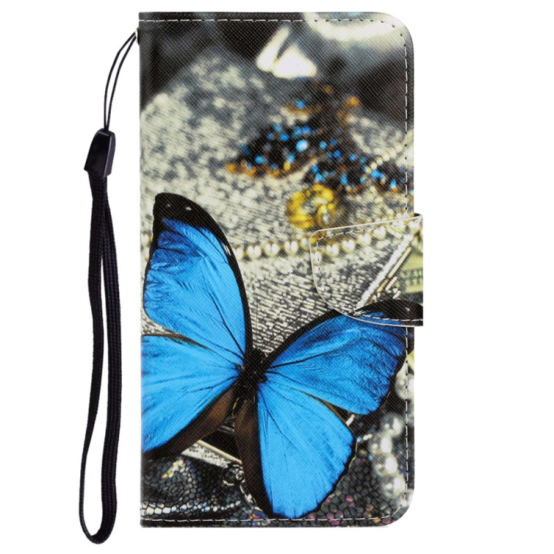 Housse iPhone XR Papillon Bleu à Lanière