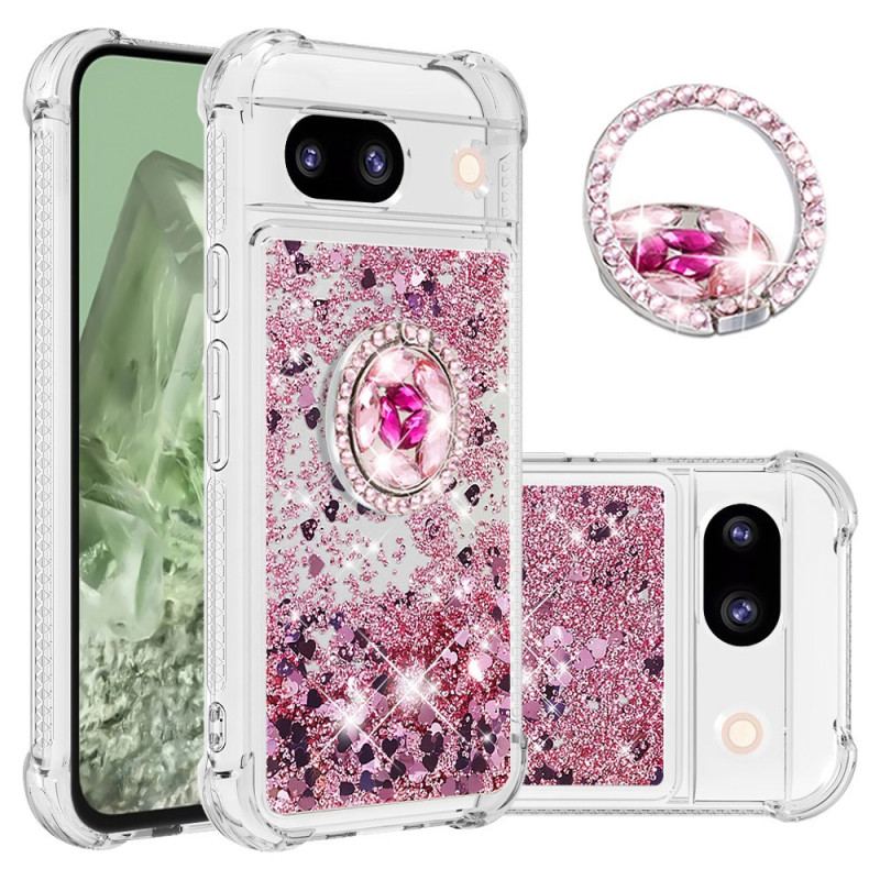 Coque Google Pixel 8A Paillettes Anneau-Support