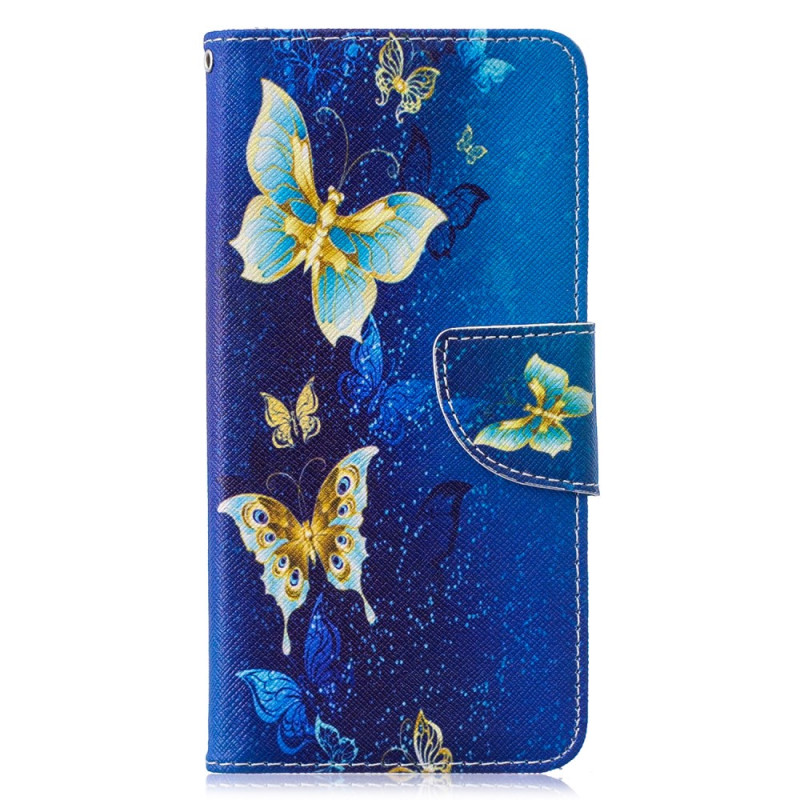 Housse Samsung Galaxy S10Ppaillons Dorés sur Fond Bleu