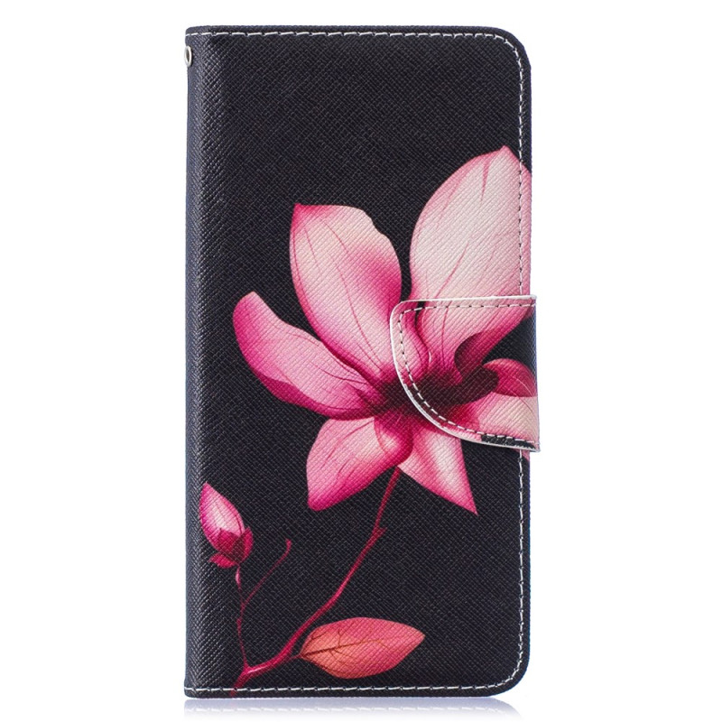 Housse Samsung Galaxy S10 -Fleur Rose sur Fond Noir