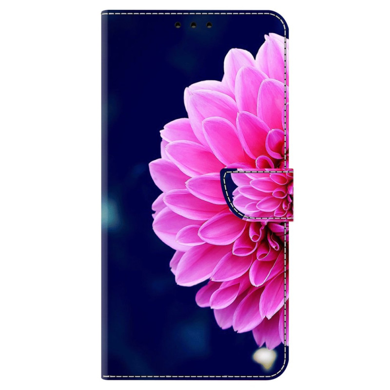 Housse Honor Magic 5 Pro Fleur Rose sur Fond Bleu