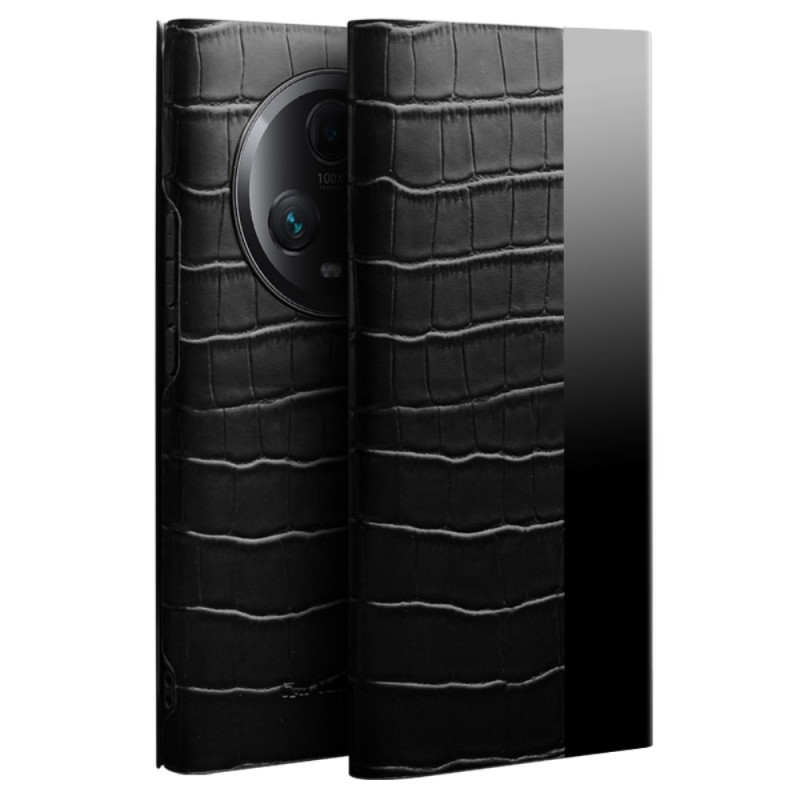 Flip Cover Honor Magic 5 Pro Cuir Véritable Texture Crocodile QIALINO