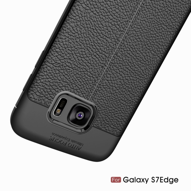 Coque Samsung Galaxy S7 Edge Effet Cuir Litchi Double Line