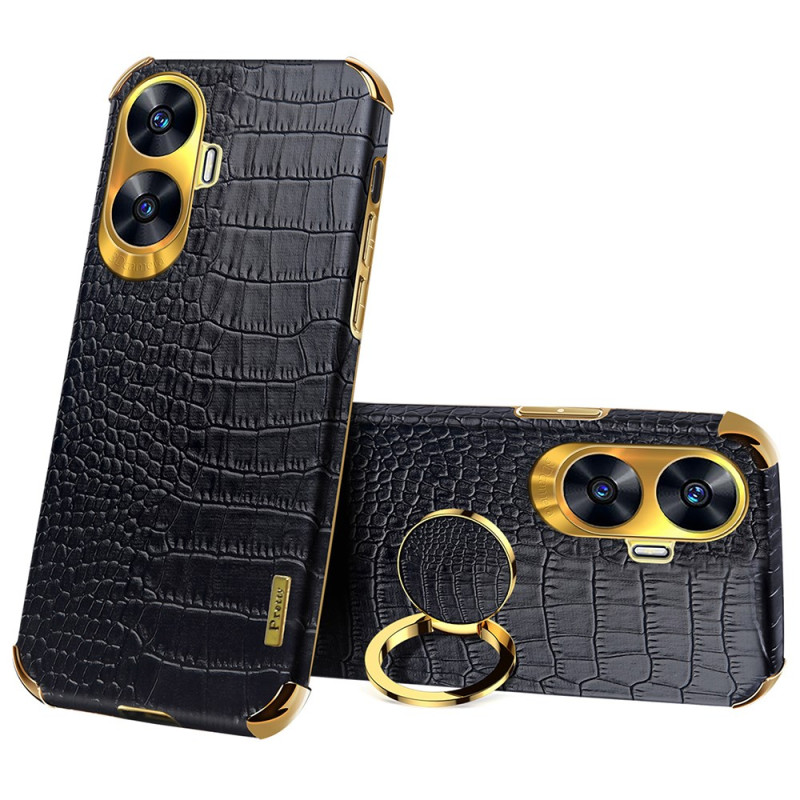 Coque Realme C55 Texture Crocodile avec Anneaiu-Support