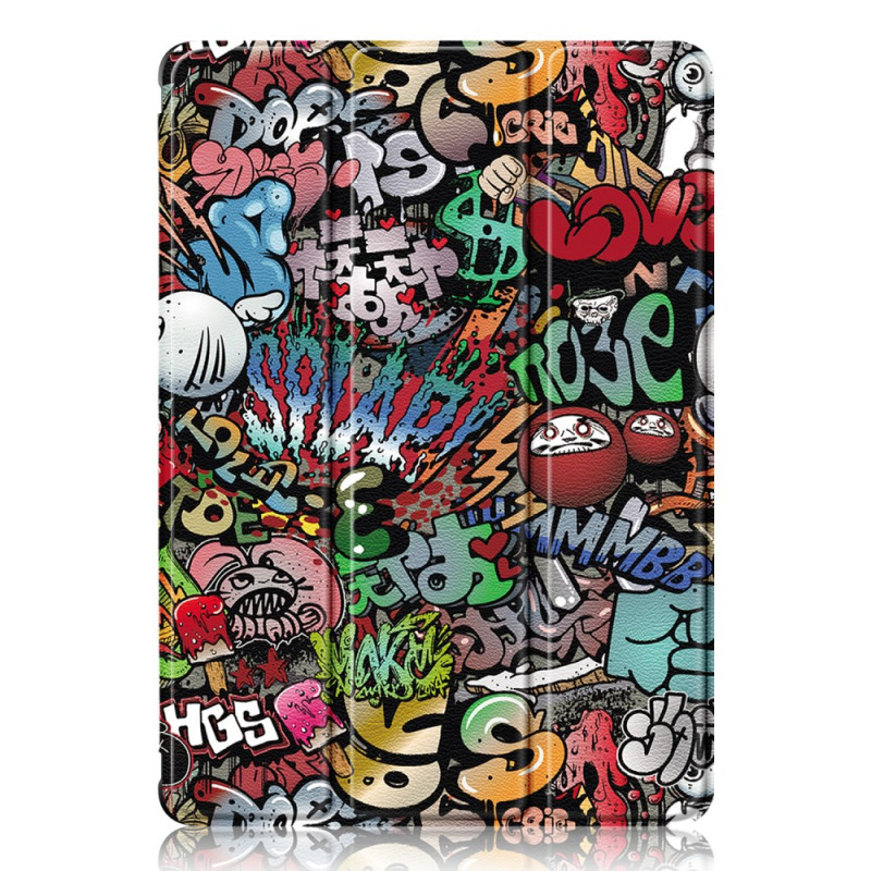 Smart Case Samsung Galaxy Tab S9 Porte-Stylet Dos Transparent Graffitis
