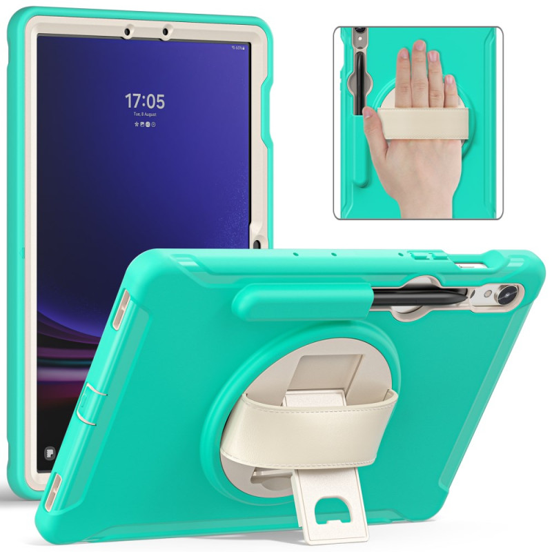 Coque Samsung Galaxy Tab S9 FE/S9/S8/S7 Sangle Support et Porte-Stylet