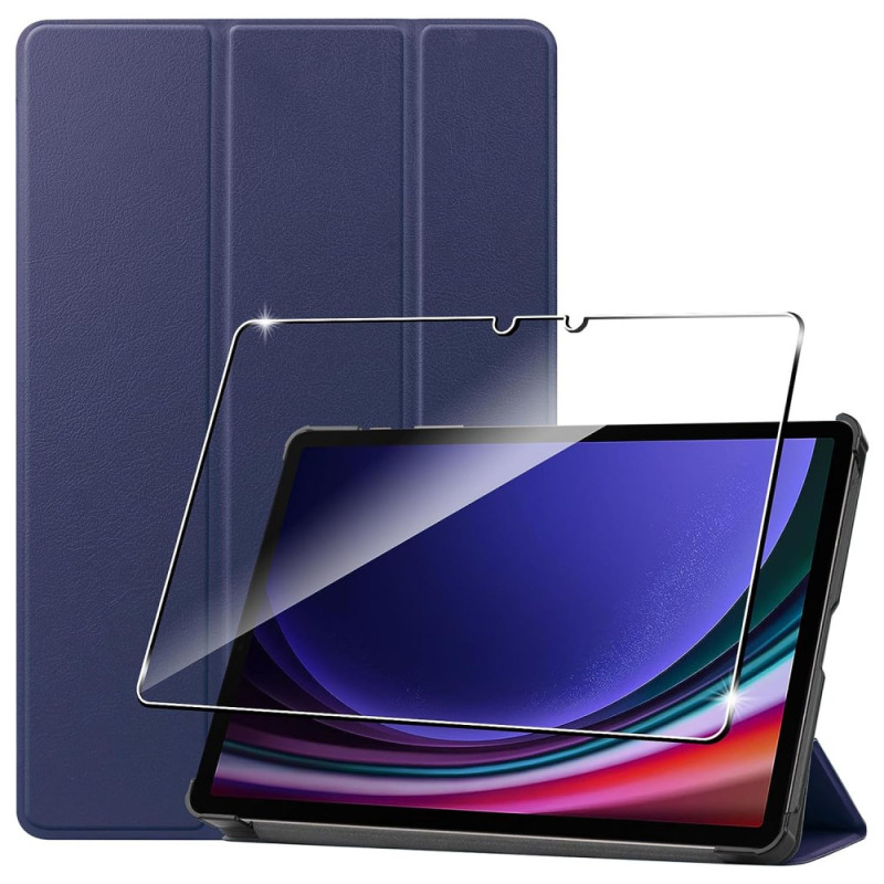 Smart Case Samsung Galaxy Tab S9 Protecteur Écran en Verre Trempé Bleu