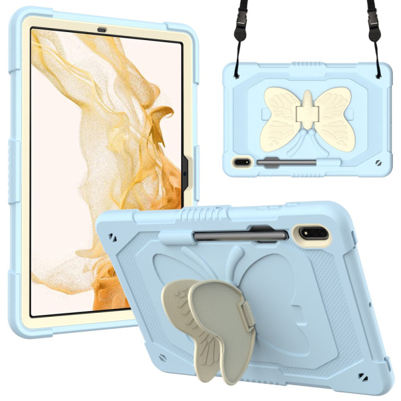 Coque Samsung Galaxy Tab S9 Design Papillon à Bandoulière