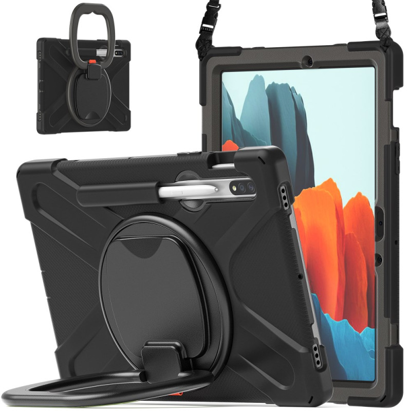 Coque Samsung Galaxy Tab S9 FE / S9 / S8 / S7 Support Rotatif et Bandoulière