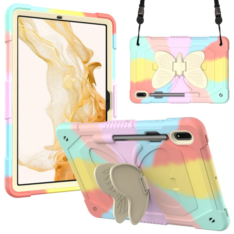 Coque Samsung Galaxy Tab S9 Plus Support Papillon et Bandoulière